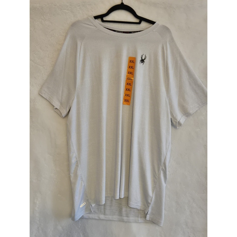 Spyder Active Mens XXL‎ Shirt Crew Neck White/Black Sporty Black Logo
